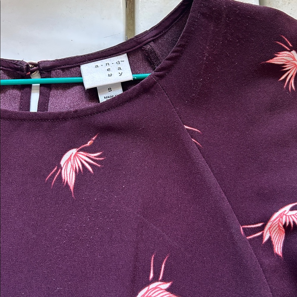 A New Day cranberry dress with cranes - Picture 7 of 7